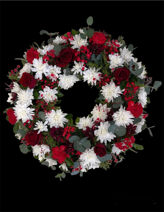 Red-white Wreath fresh flowers arrangement