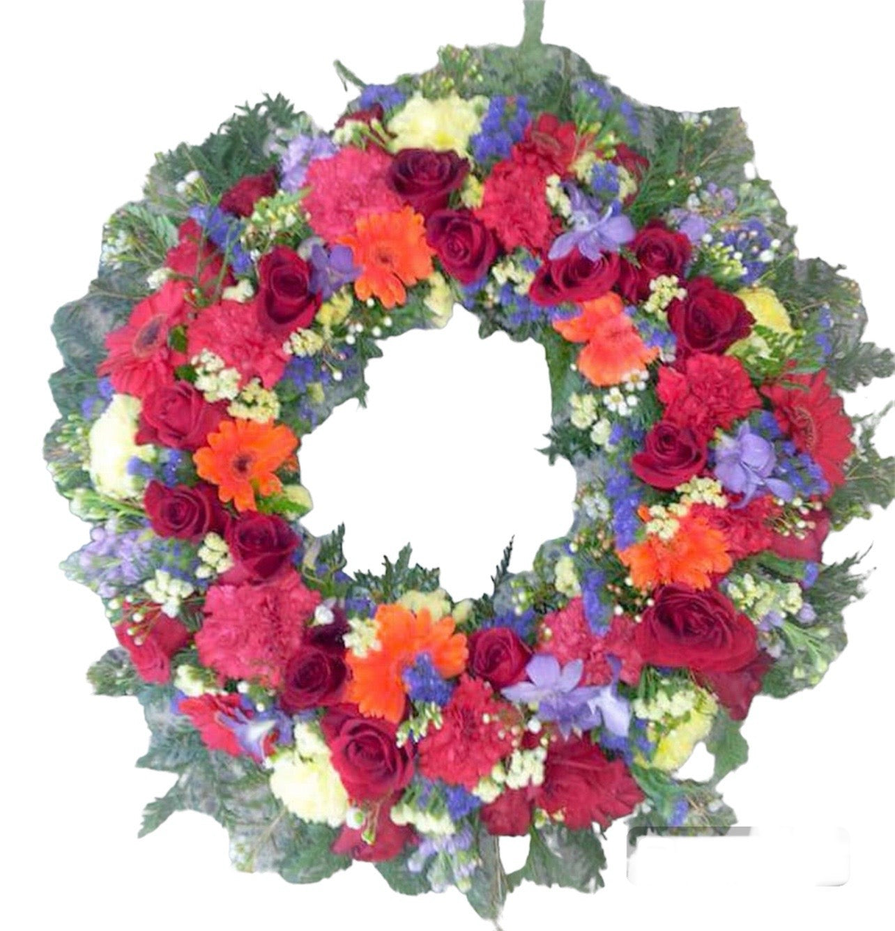 Rainbow Round Mixed Wreath Flower Arrangement