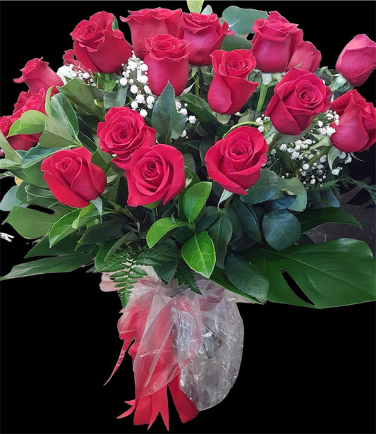 Luscious Lips 2 Dozen  Long Stem Roses In Huge Glass Vase